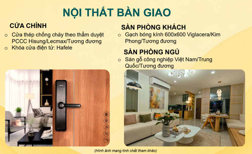 Cửa và sàn bàn giao Bcons Aria